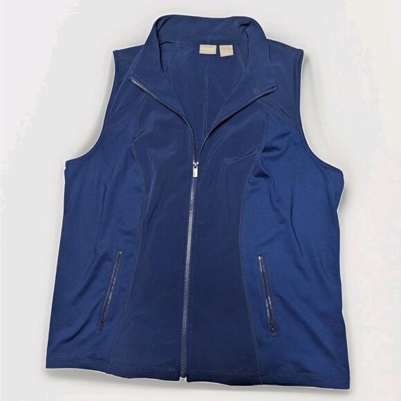 Chicos Zenergy Womens Vest Cobalt Blue Full Zip Stretch Zip Pockets Size 2 L 12 - Picture 1 of 5